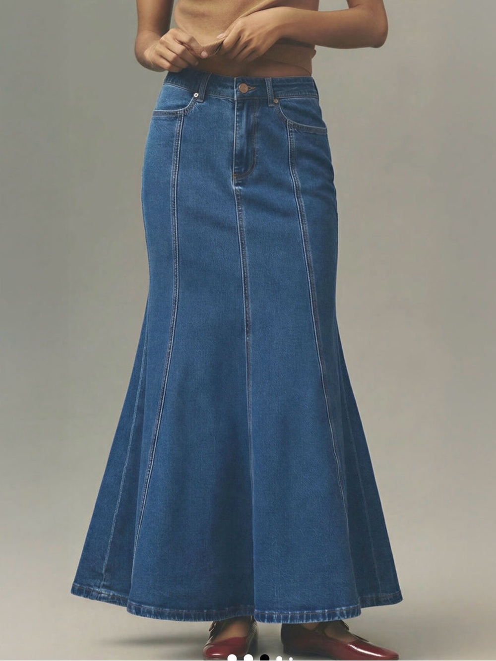 Seamed Denim Mermaid Maxi Skirt